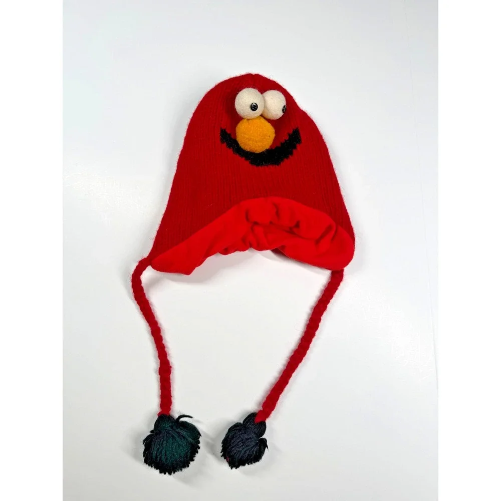 Elmo Wool Knit Hat Kids Red Sesame Street Earflap Beanie Nepal